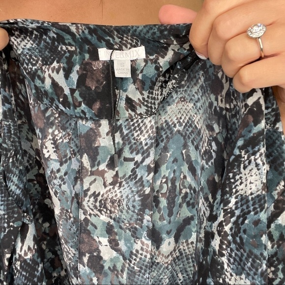 Intermix Aqua Snakeskin Side Tie Romper - Picture 7 of 9